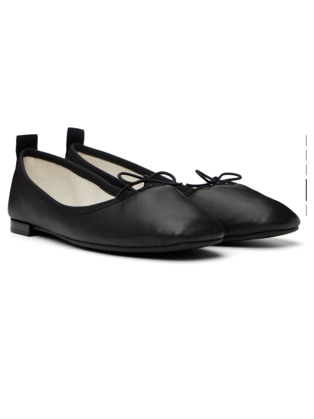 Repetto Black Leather Ballet Flats with Bow Trim